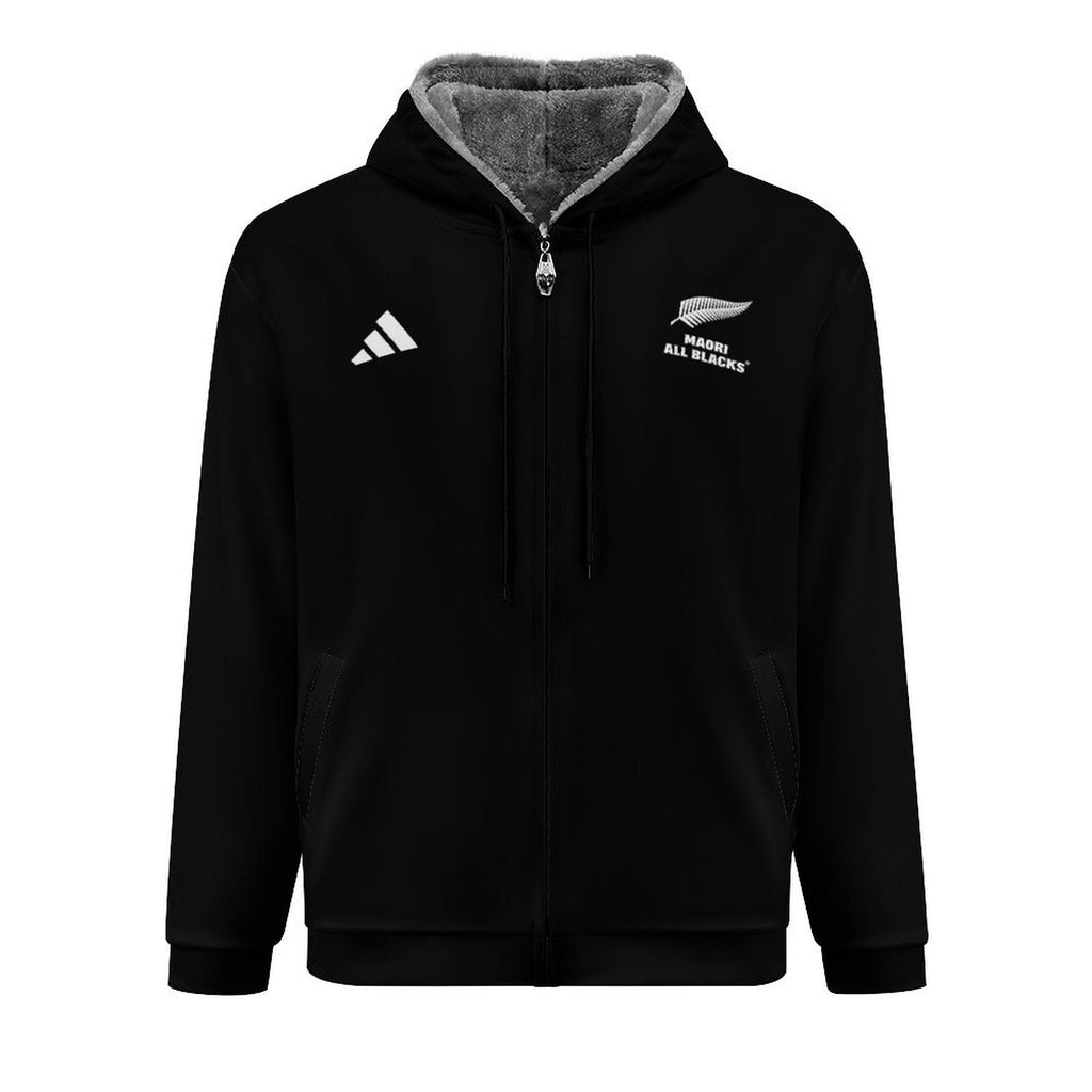 Māori All Blacks Zip-Up Fleece Hoodie