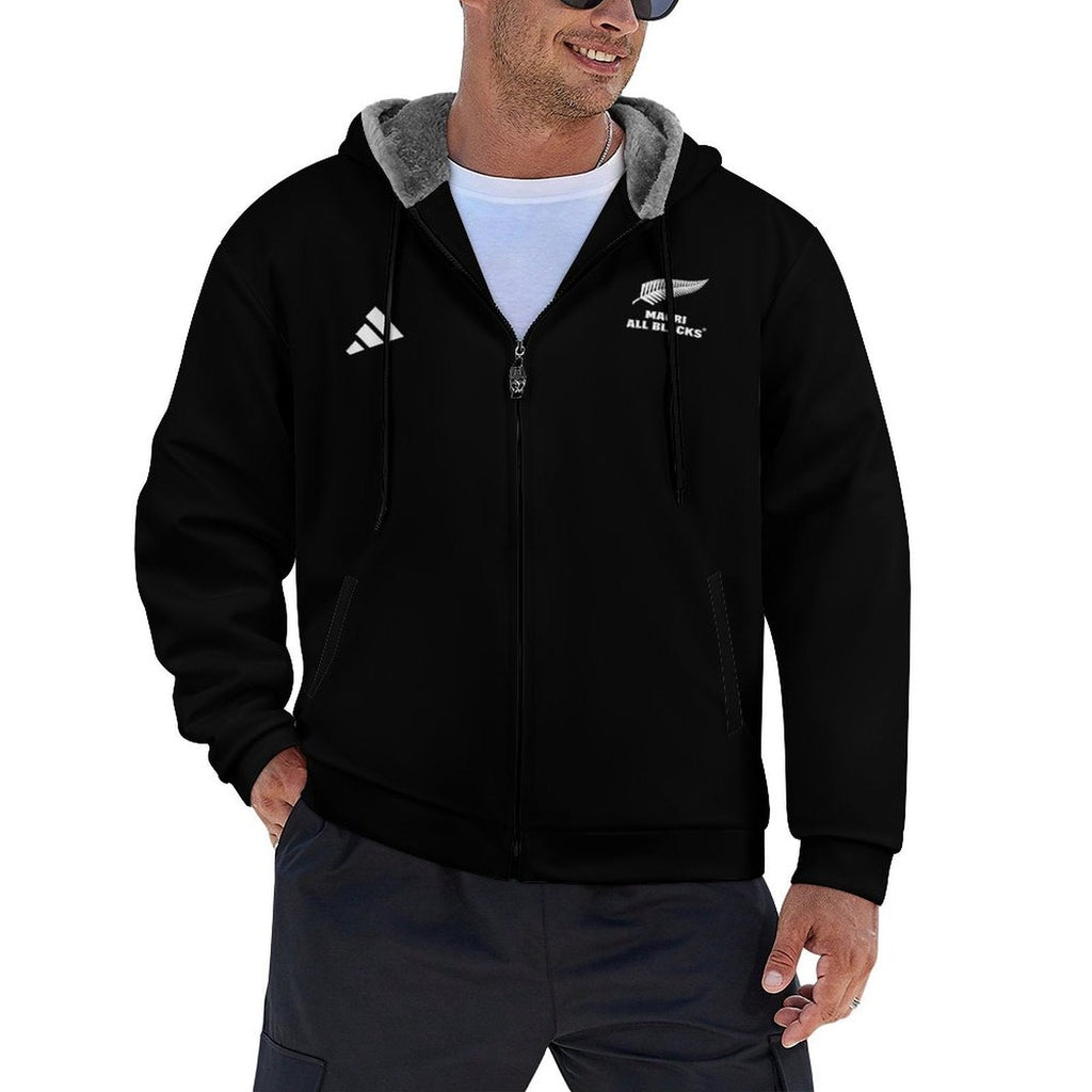 Māori All Blacks Zip-Up Fleece Hoodie