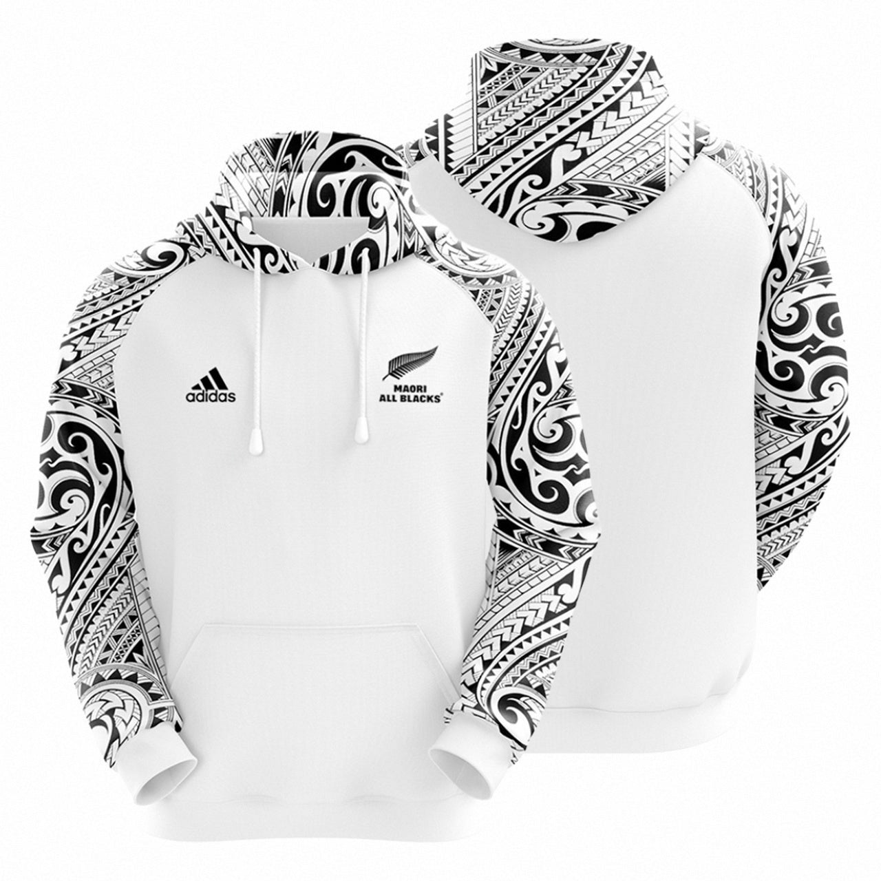 2024 All Blacks Maori White Hoodie and Pants Personalised
