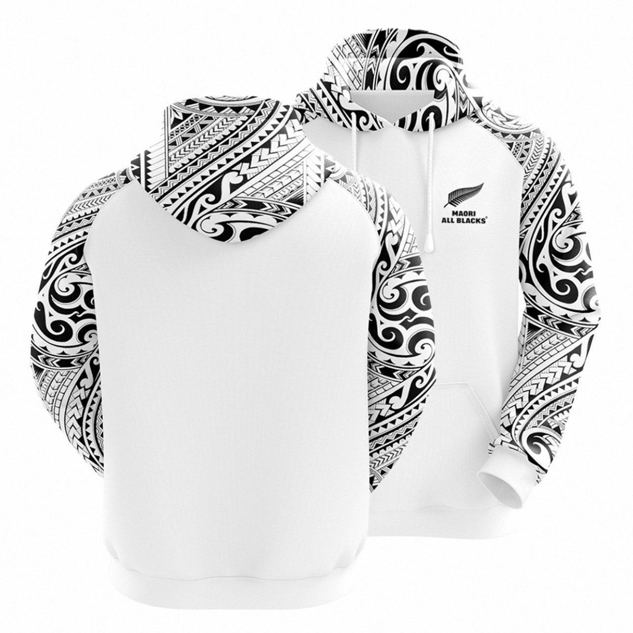 2024 All Blacks Maori White Hoodie and Pants Personalised
