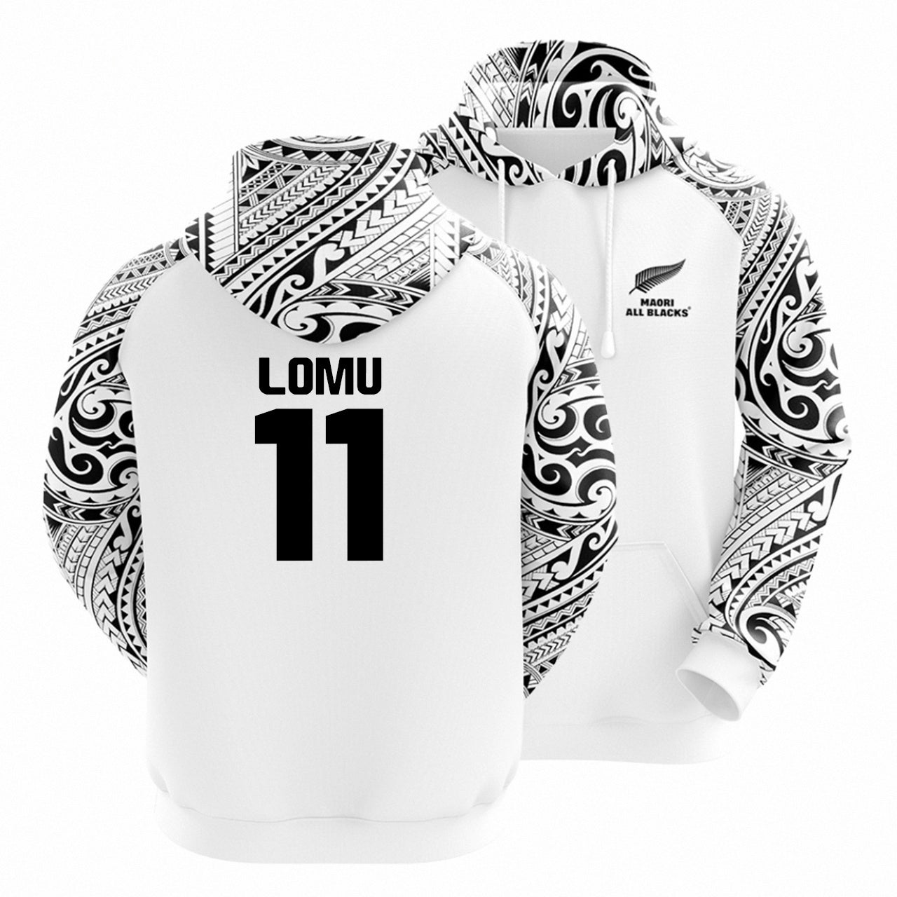 2024 All Blacks Maori White Hoodie and Pants Personalised